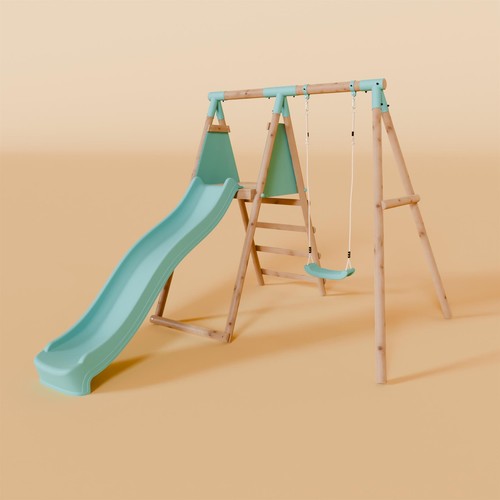 Single wooden swing set with - set,