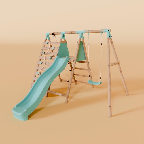 Single wooden swing set - single,